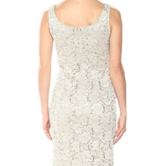 R&M Richards Women's 2Pc Lace Long Jacket Dress, Sz: 14, Champagne Gold - Picture 3 of 5